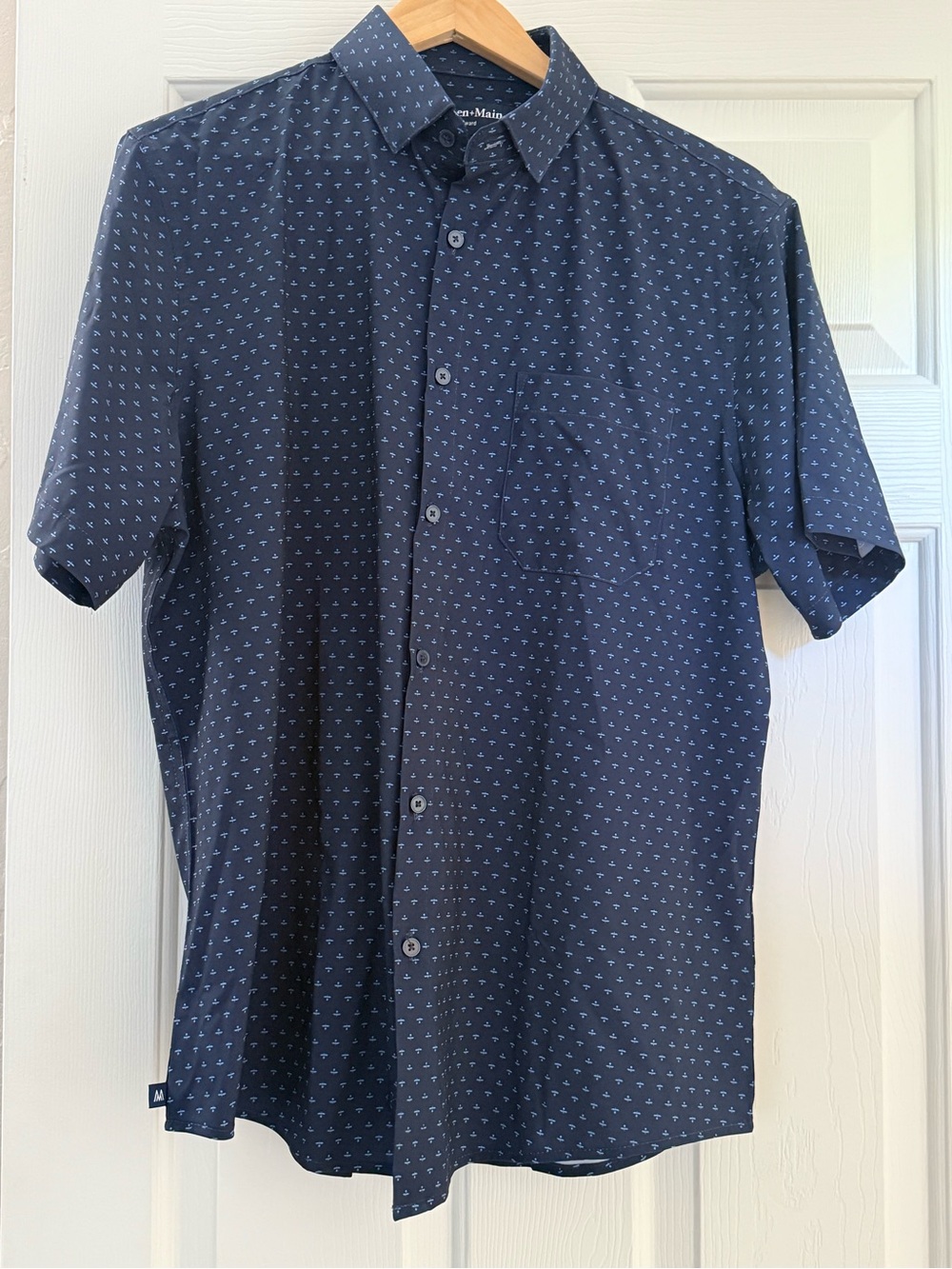 Mizzen+Main Leeward Short Sleeve Navy Dotted Leaf